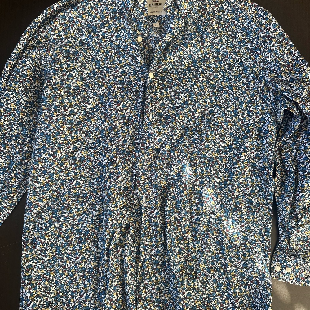 Ben Sherman Men's Blue Floral Button Down Shirt